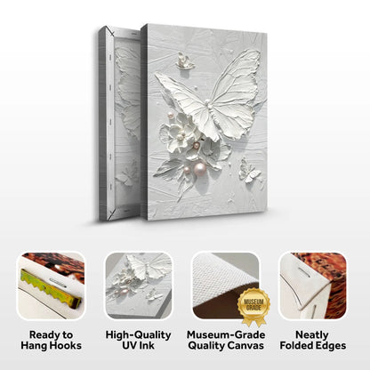 White butterfly canvas, 2-panel set with raised relief on Tampa Home & Garden Store