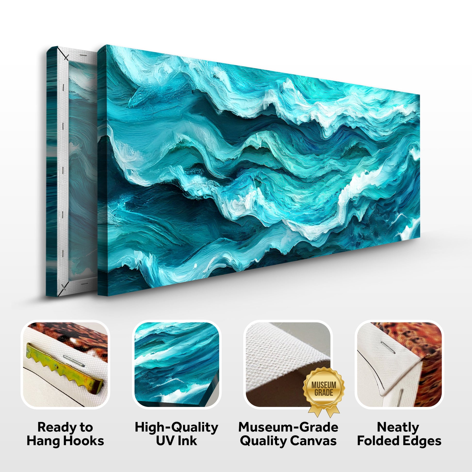 Blue Ocean Coastal Wall Art III canvas by Tailored Canvases with turquoise wave textures on Tampa Home & Garden Store