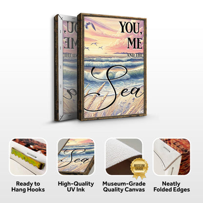 You, Me and the Sea Coastal Sign canvas by Tailored Canvases with pastel sea sunset on Tampa Home & Garden Store