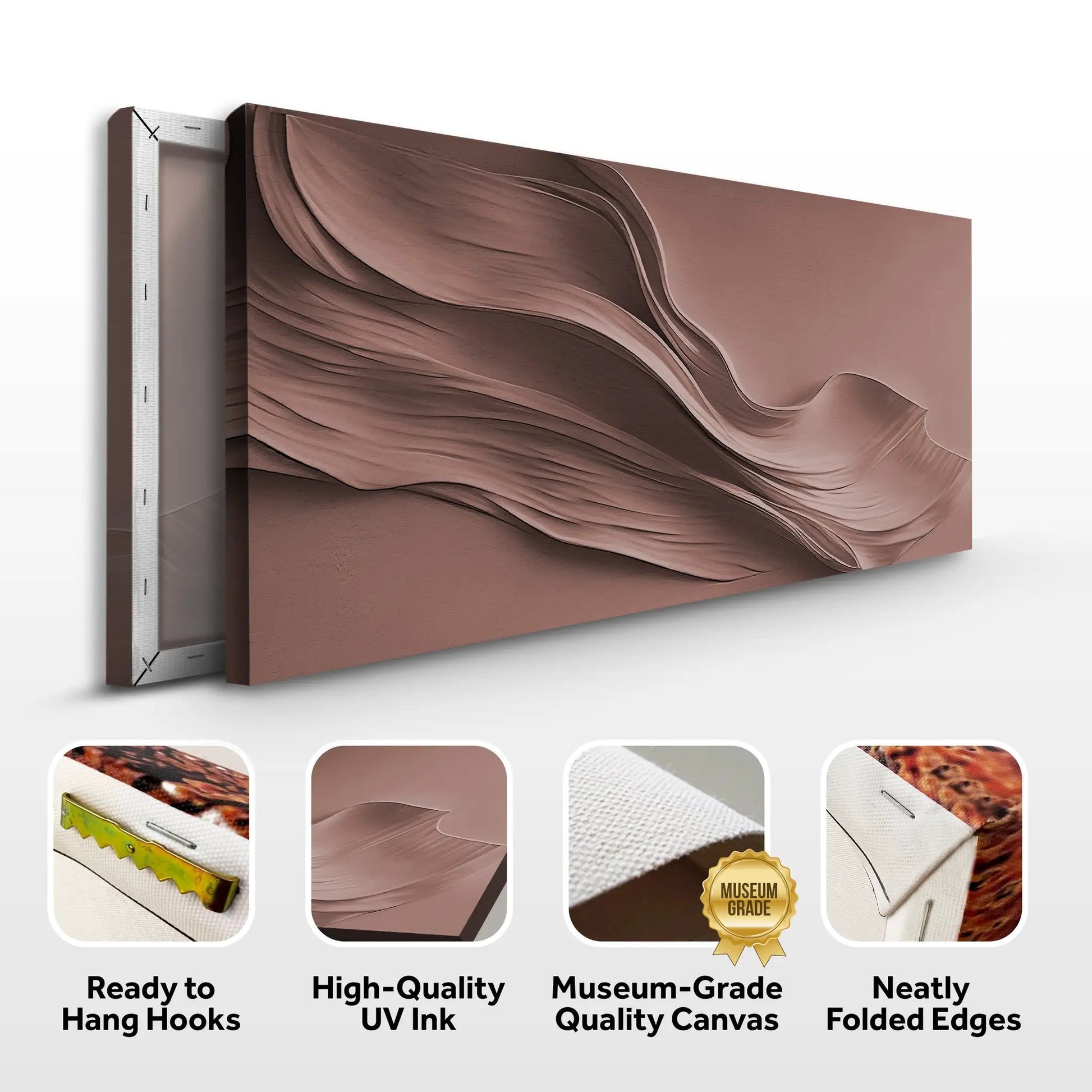 Warm Terracotta Minimalist Wall Art canvas with abstract curves by Tailored Canvases on Tampa Home & Garden Store