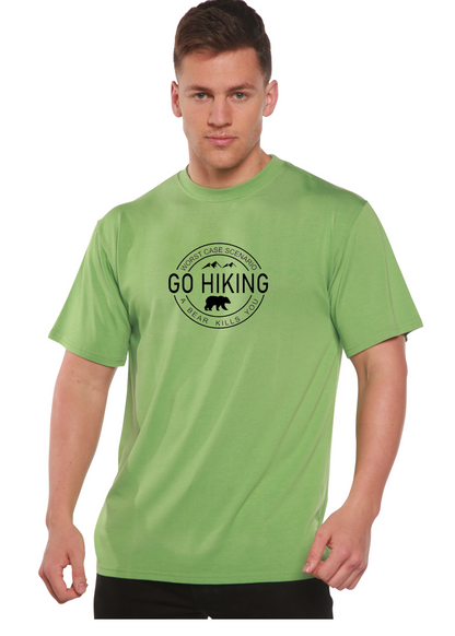 Go Hiking men's bamboo viscose/organic cotton graphic tee Spun Bamboo lime green with bear logo on Tampa Home & Garden Store