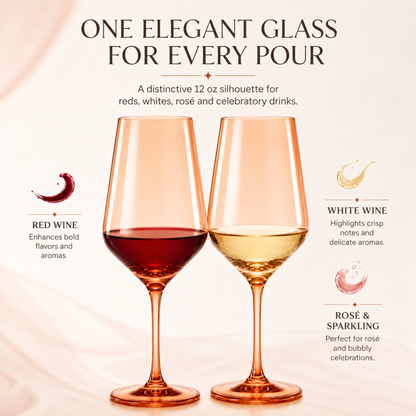 Burnt Orange Stemmed Wine Glassware Set of Two