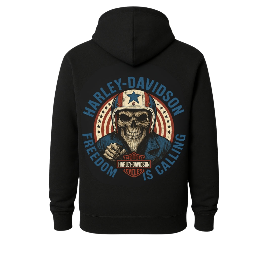 Hoodie: Black hoodie with Harley-Davidson skull helmet graphic, Homecoming Biker Festival Edition by BikerZoneZ on Tampa Home & Garden Store