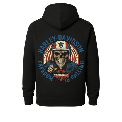 Hoodie: Black hoodie with Harley-Davidson skull helmet graphic, Homecoming Biker Festival Edition by BikerZoneZ on Tampa Home & Garden Store
