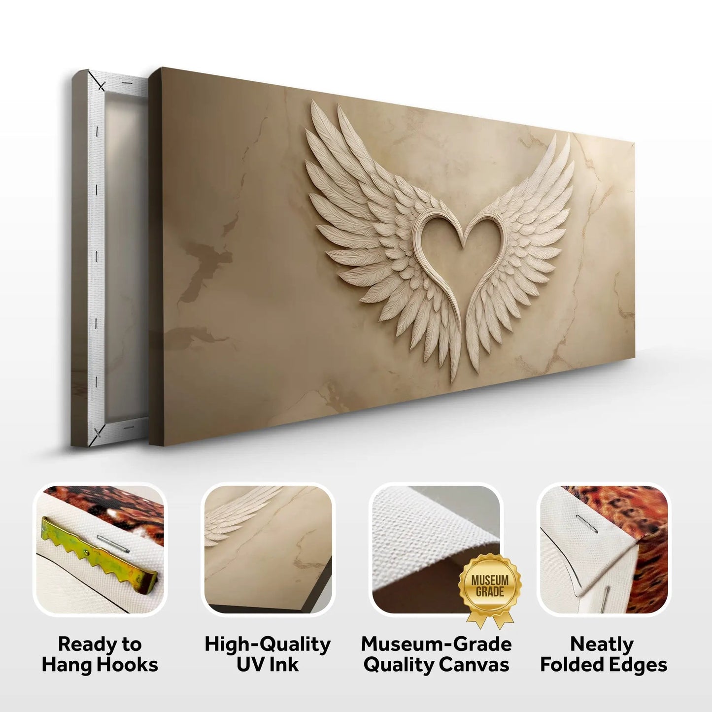 Wings Of Love abstract wall art canvas by Tailored Canvases, winged heart design on Tampa Home & Garden Store