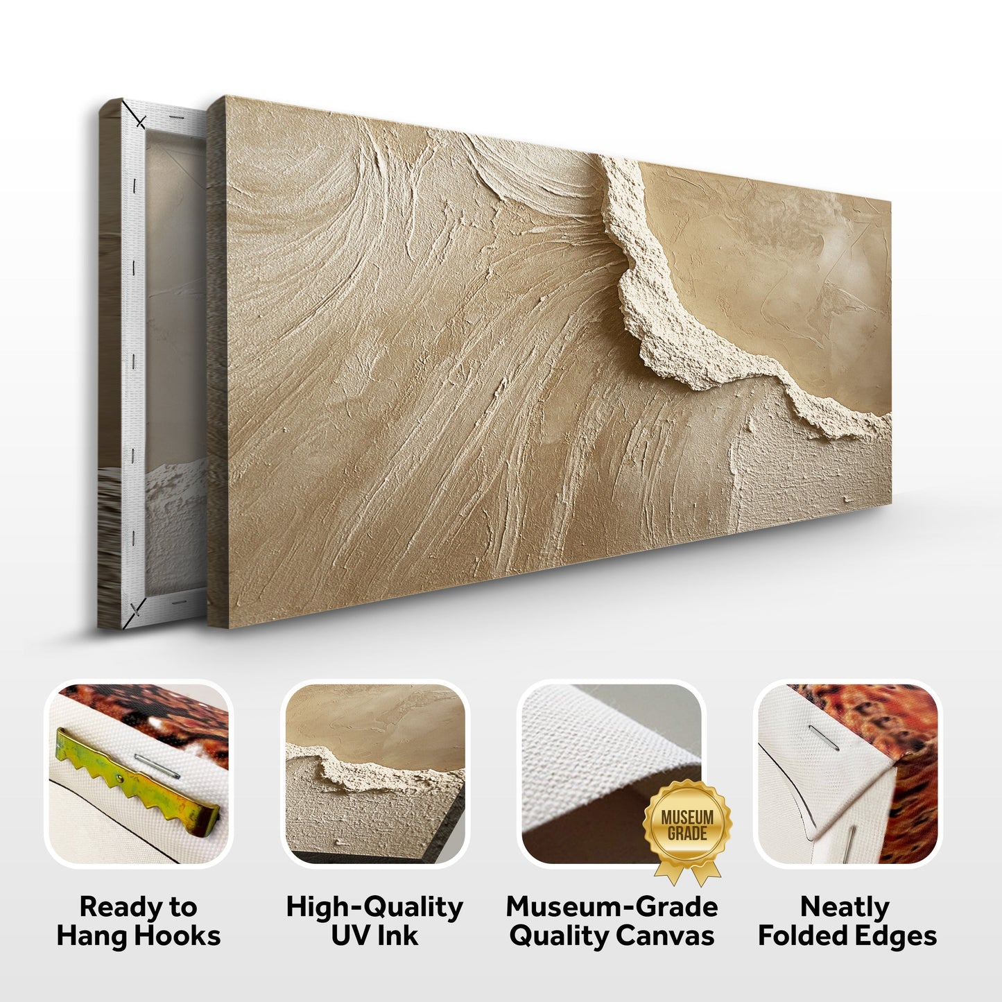 Minimalist Wall Art VII canvas by Tailored Canvases, beige textured abstract panel on Tampa Home & Garden Store