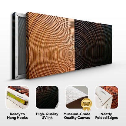 Modern Abstract Minimalist Wall Art XI canvas triptych with warm brown wood-grain circles on Tampa Home & Garden Store