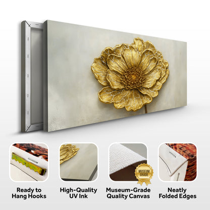 Golden Dandelion Minimalist Abstract Wall Art VI canvas; gray grainy backdrop with gold flower on Tampa Home & Garden Store