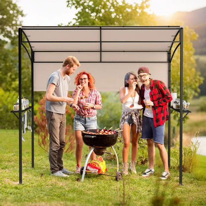 BBQ Grill Canopy with Shelves and Sidewall