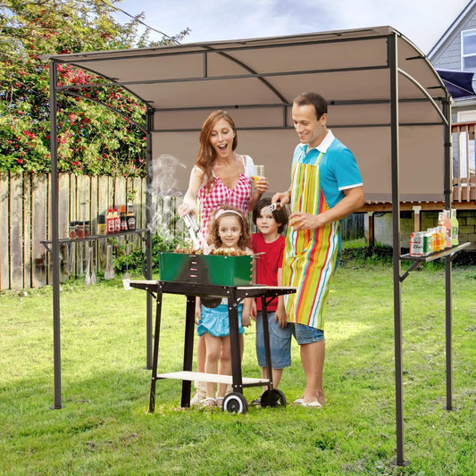 BBQ Grill Canopy 7.8 x 4.4 ft w Shelves & Sidewall by DirectDeals; outdoor grilling shelter on Tampa Home & Garden Store