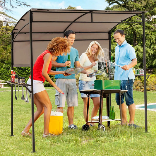 BBQ Grill Canopy DirectDeals 7.8 x 4.4 ft beige canopy with shelves on Tampa Home & Garden Store