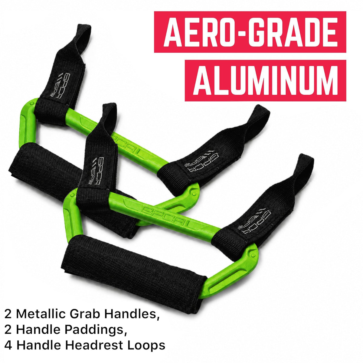 GP Back Grip PRO rear headrest handles, 2 metallic green grips with black straps by GPCA on Tampa Home & Garden Store