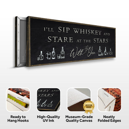 Sip Whiskey With You Bar Sign II canvas on black chalkboard with wood frame Tailored Canvases on Tampa Home & Garden Store