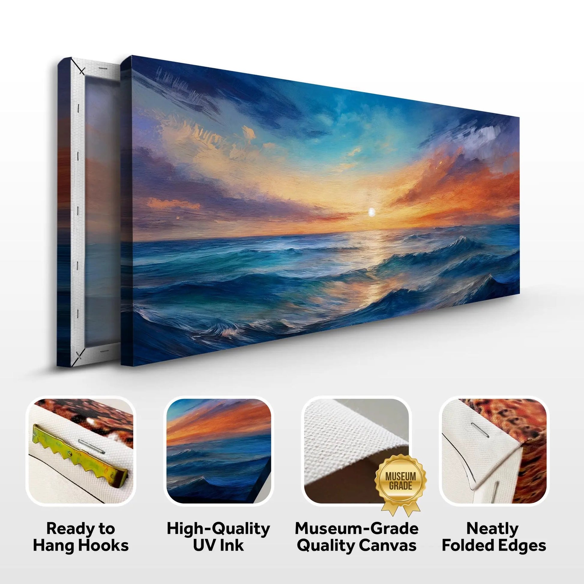 Waterscape Abstract Wall Art XIII canvas by Tailored Canvases; sunset over ocean with blue sky on Tampa Home & Garden Store