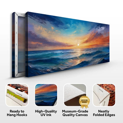 Waterscape Abstract Wall Art XIII canvas by Tailored Canvases; sunset over ocean with blue sky on Tampa Home & Garden Store