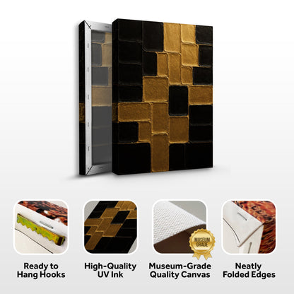 Contemporary Black and Gold Wall Art II canvas with brick-tile pattern, gallery-wrapped on Tampa Home & Garden Store