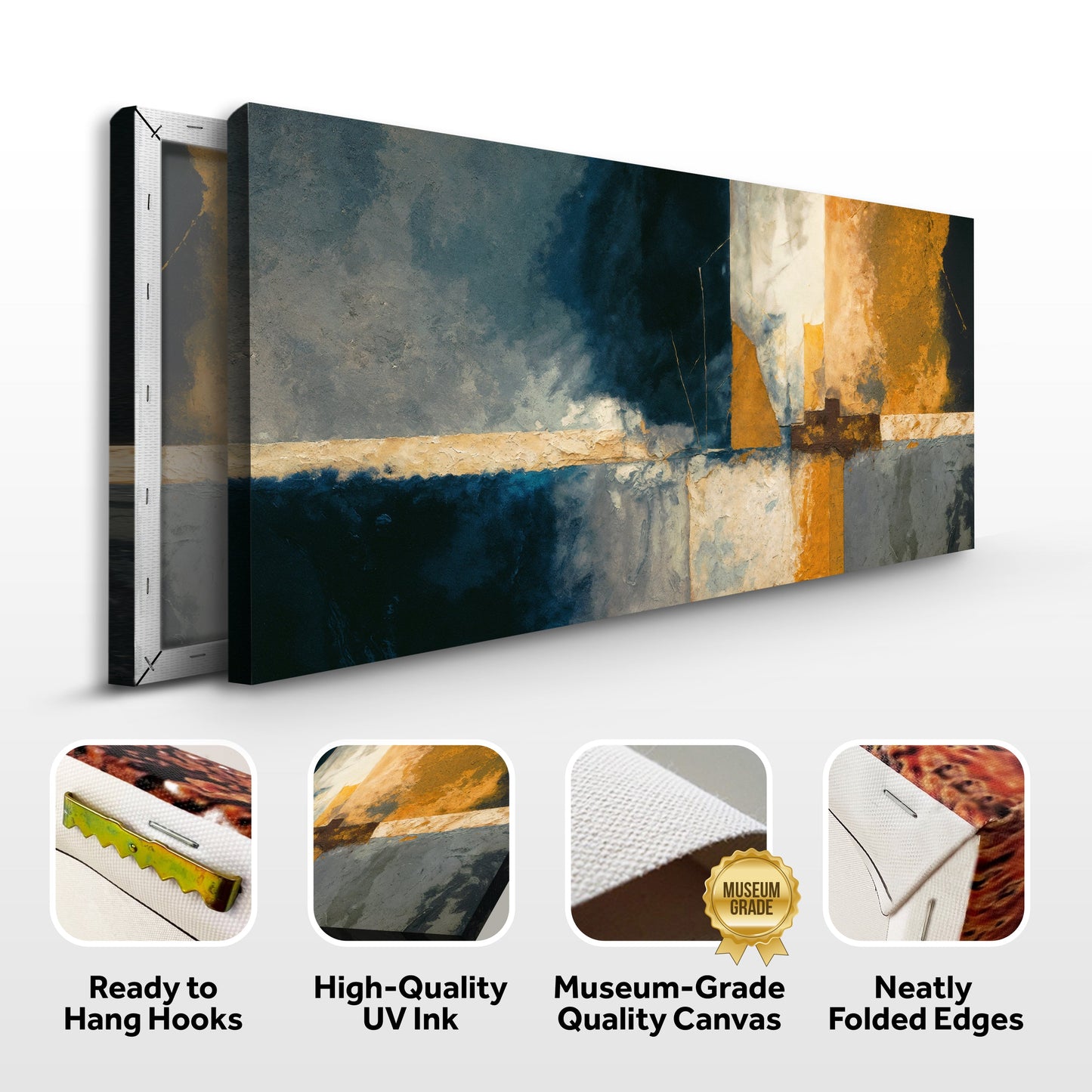 Abstract Geometric Lines Wall Art canvas, 3-panel set by Tailored Canvases; gold accents on Tampa Home & Garden Store