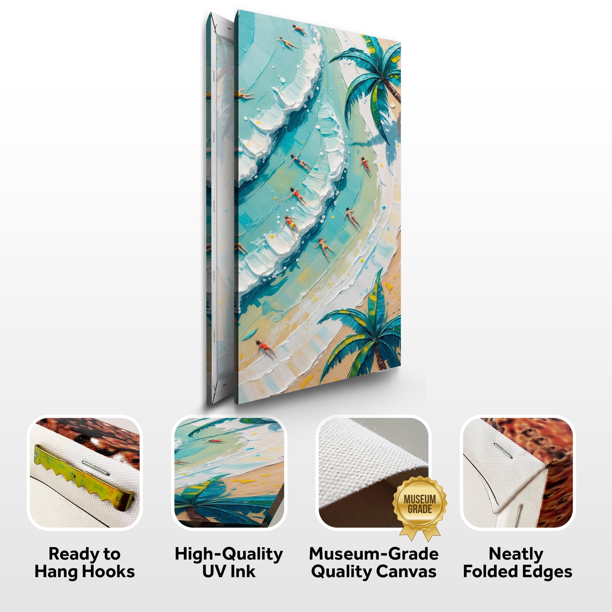 Beach Days Wall Art XXI canvas by Tailored Canvases with turquoise waves and palm trees on Tampa Home & Garden Store