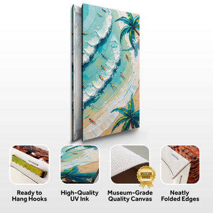 Beach Days Wall Art XXI canvas by Tailored Canvases with turquoise waves and palm trees on Tampa Home & Garden Store