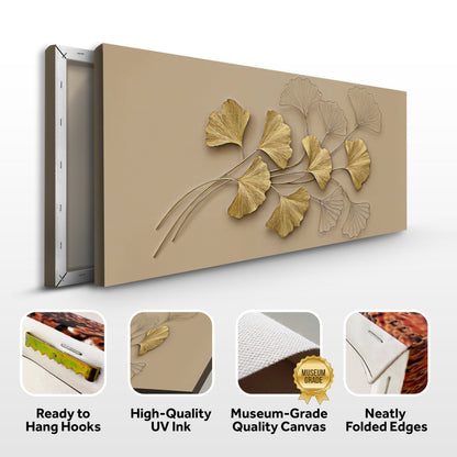 Golden Botanical Wall Art canvas by Tailored Canvases with metallic gold ginkgo leaves on Tampa Home & Garden Store
