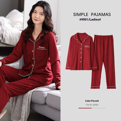Women’s pajama set Stevvex red 2-piece 100% cotton with button-down top and straight pants on Tampa Home & Garden Store