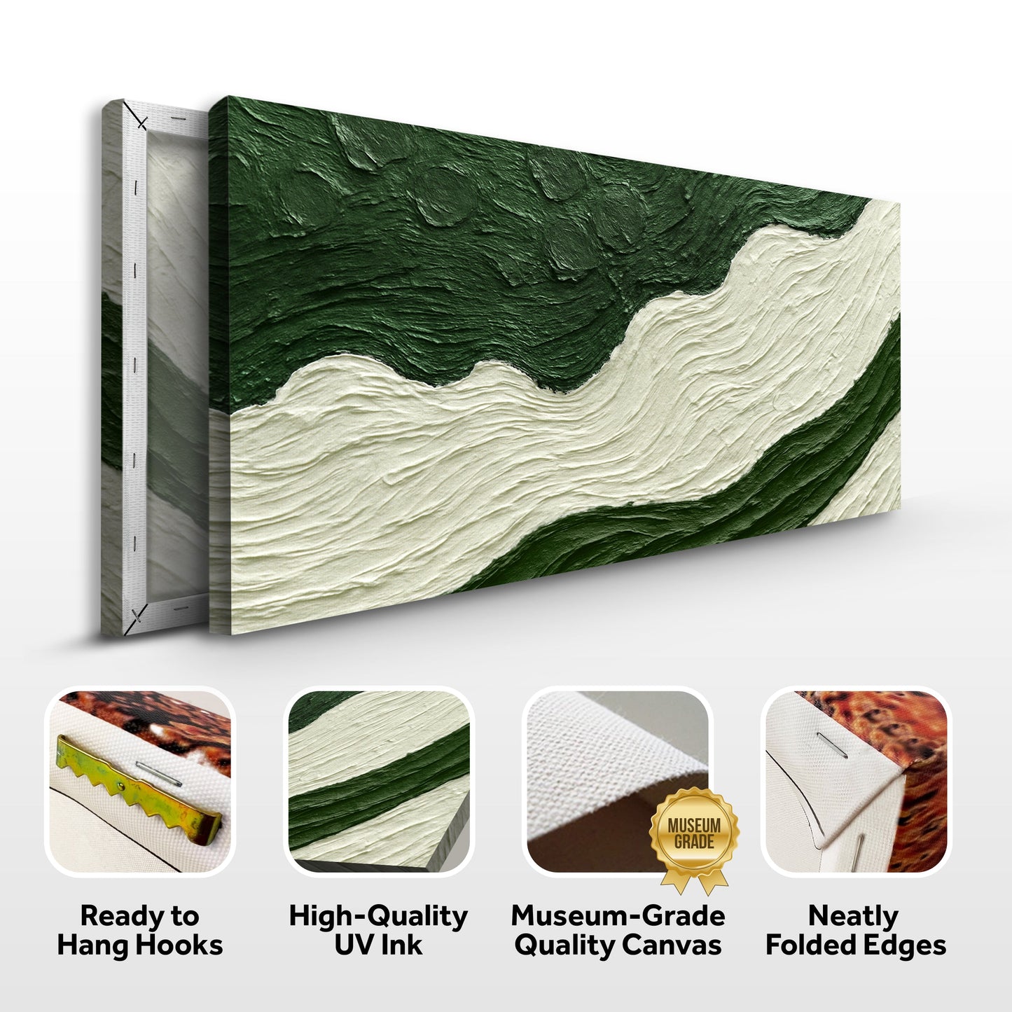 Green Rivers Abstract Wall Art VII canvas triptych with green textured swirls Tailored Canvases on Tampa Home & Garden Store