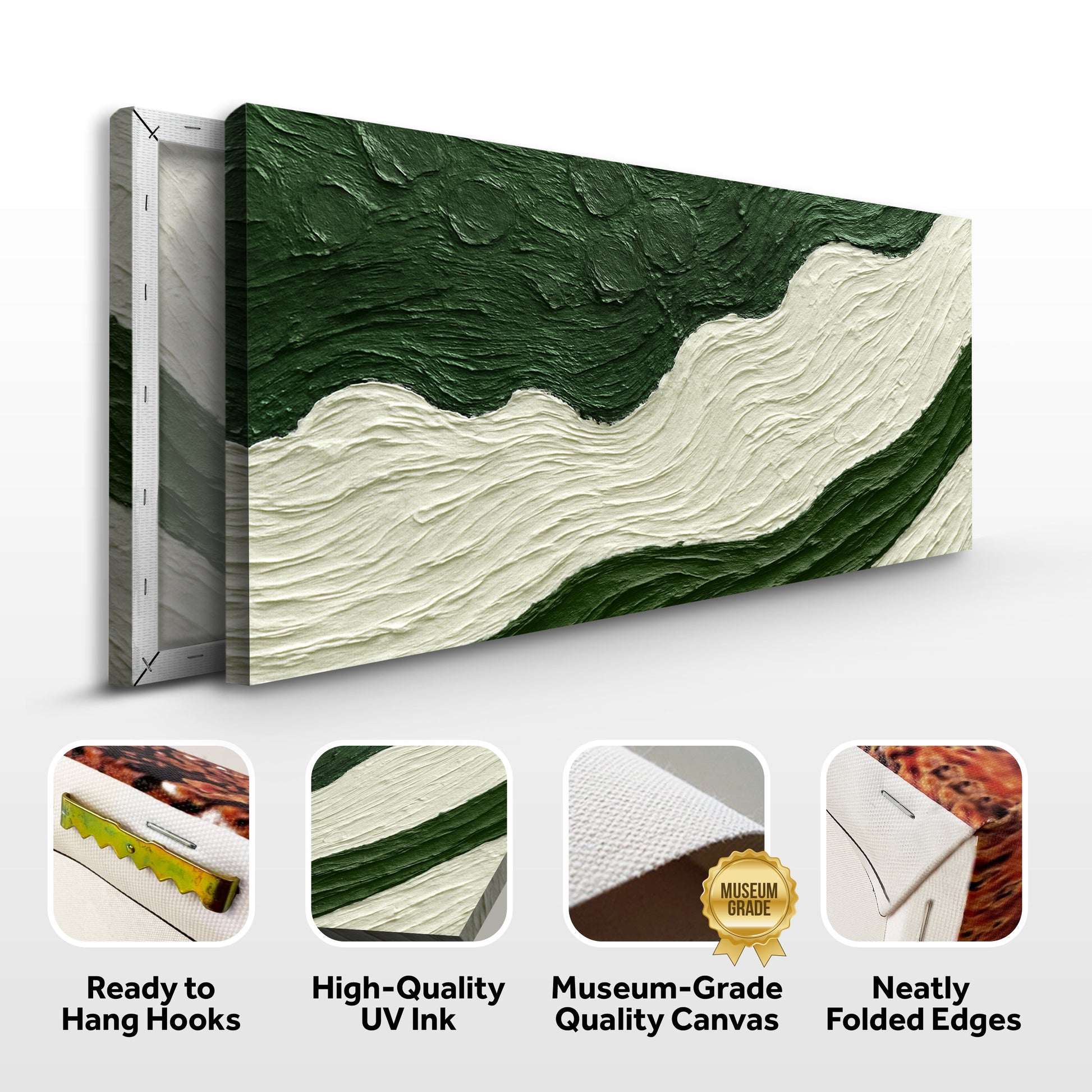Green Rivers Abstract Wall Art VII canvas triptych with green textured swirls Tailored Canvases on Tampa Home & Garden Store