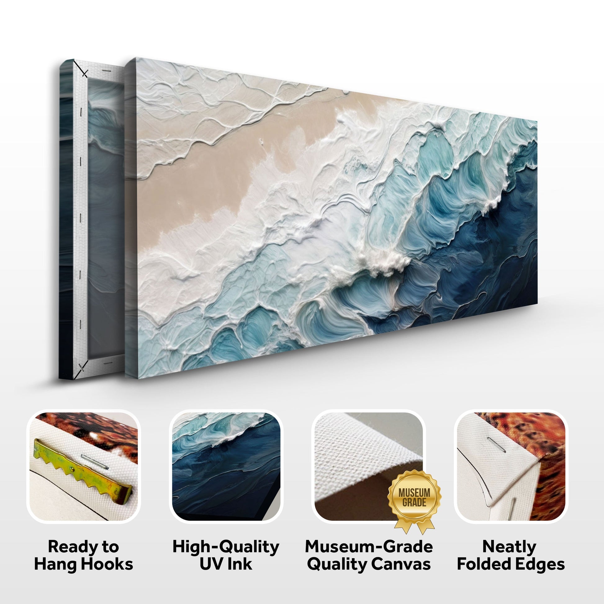 Crashing Coastal Waves Wall Art Canvas Tailored Canvases blue beige ocean scene crafting canvas on Tampa Home & Garden Store
