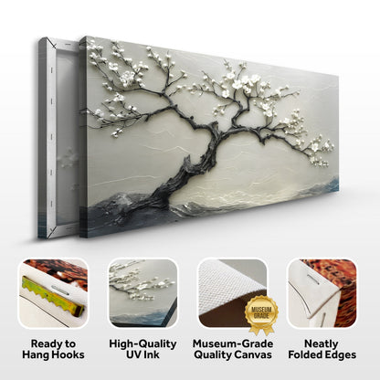 Silent Blossom Wall Art Canvas by Tailored Canvases, gray flowering tree crafting canvas on Tampa Home & Garden Store