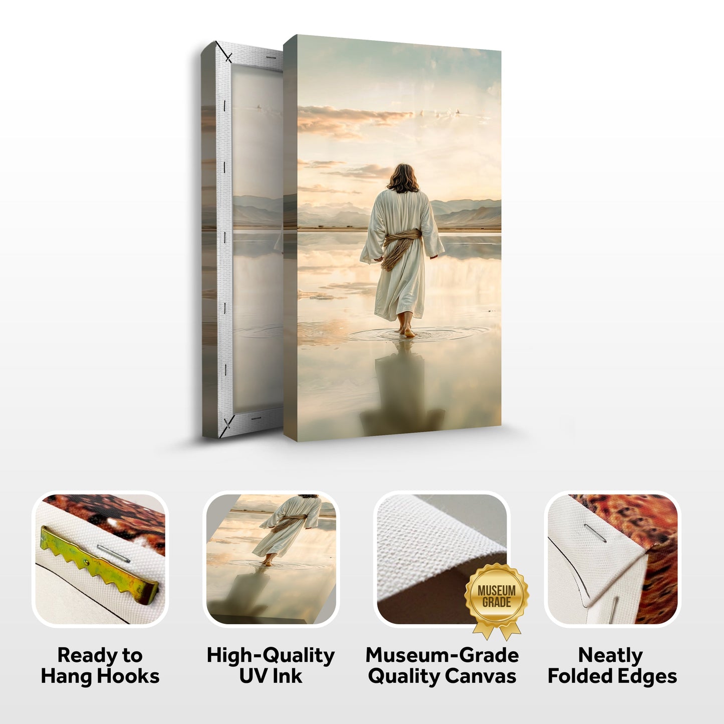 Reflections Faith Wall Art XIV canvas by Tailored Canvases with a robed figure at sunset on Tampa Home & Garden Store