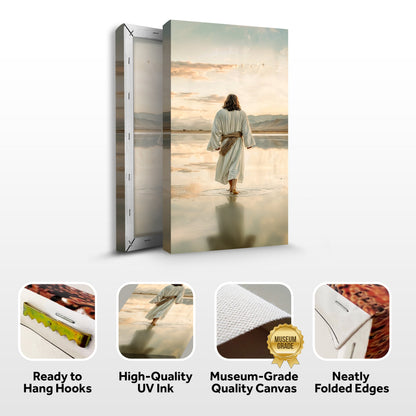 Reflections Faith Wall Art XIV canvas by Tailored Canvases with a robed figure at sunset on Tampa Home & Garden Store