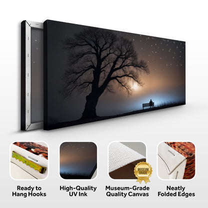 Two-panel canvas: Modern Nature Scenery by Tailored Canvases, silhouetted tree and bench on Tampa Home & Garden Store