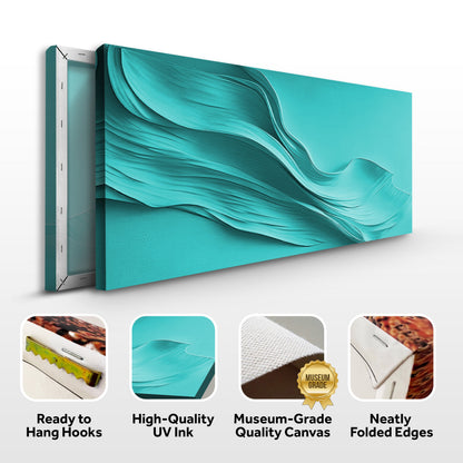 Turquoise Minimalist Wall Art canvas by Tailored Canvases featuring teal abstract waves on Tampa Home & Garden Store