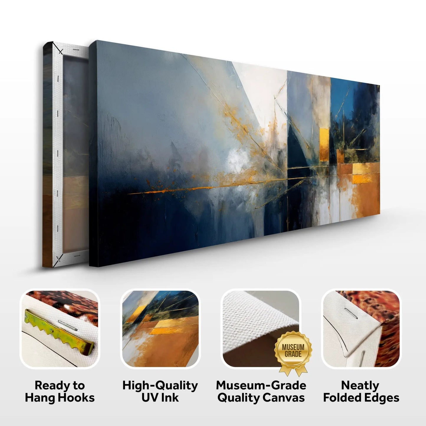 Abstract Geometric Lines Wall Art III canvas by Tailored Canvases in blue gray tones on Tampa Home & Garden Store