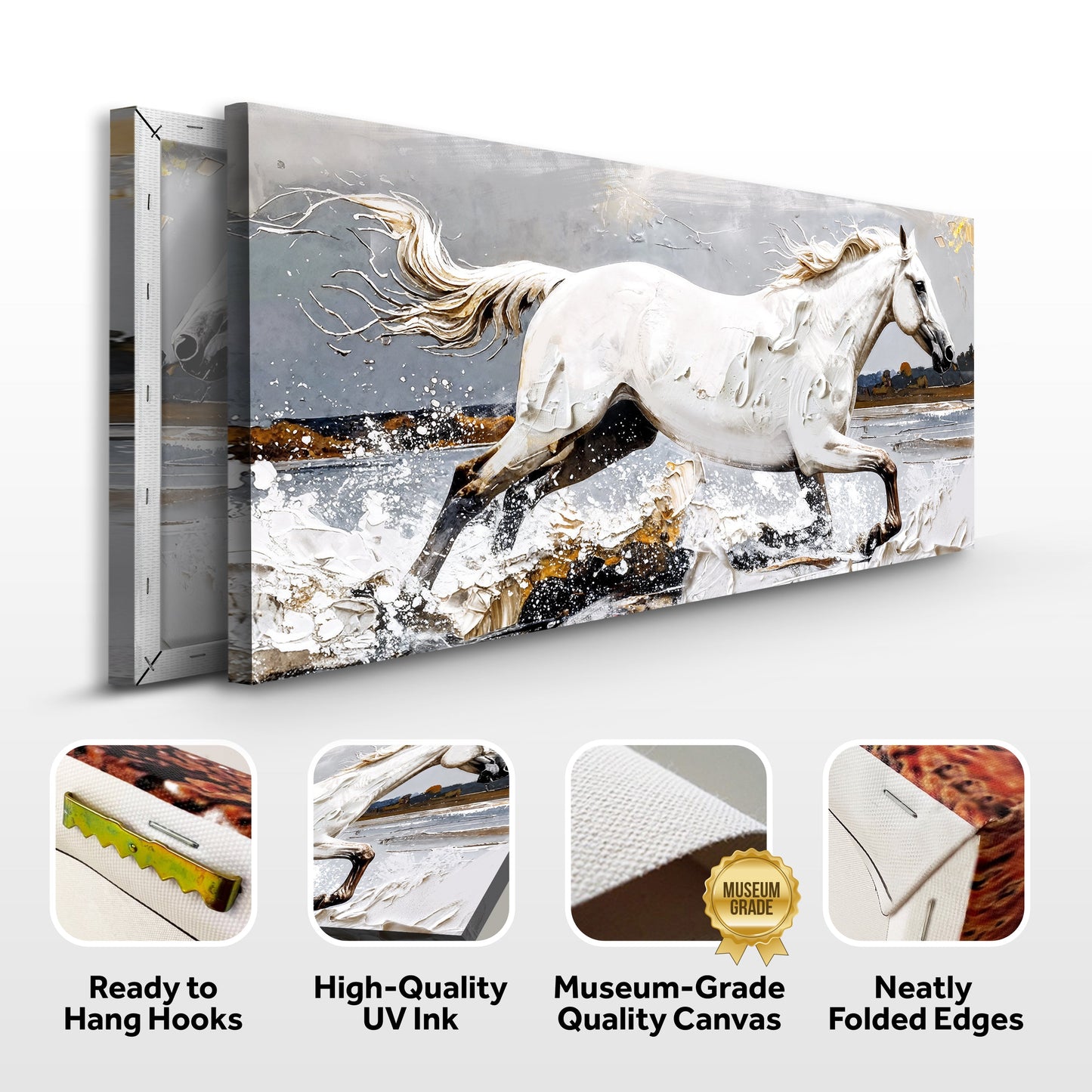 Modern Abstract Horse Canvas by Tailored Canvases in white-gray tones on Tampa Home & Garden Store