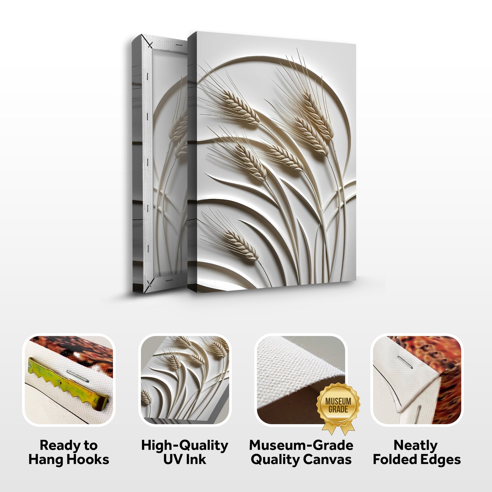 3D Minimalist Wheat Wall Art canvas by Tailored Canvases, crafting canvas on Tampa Home & Garden Store