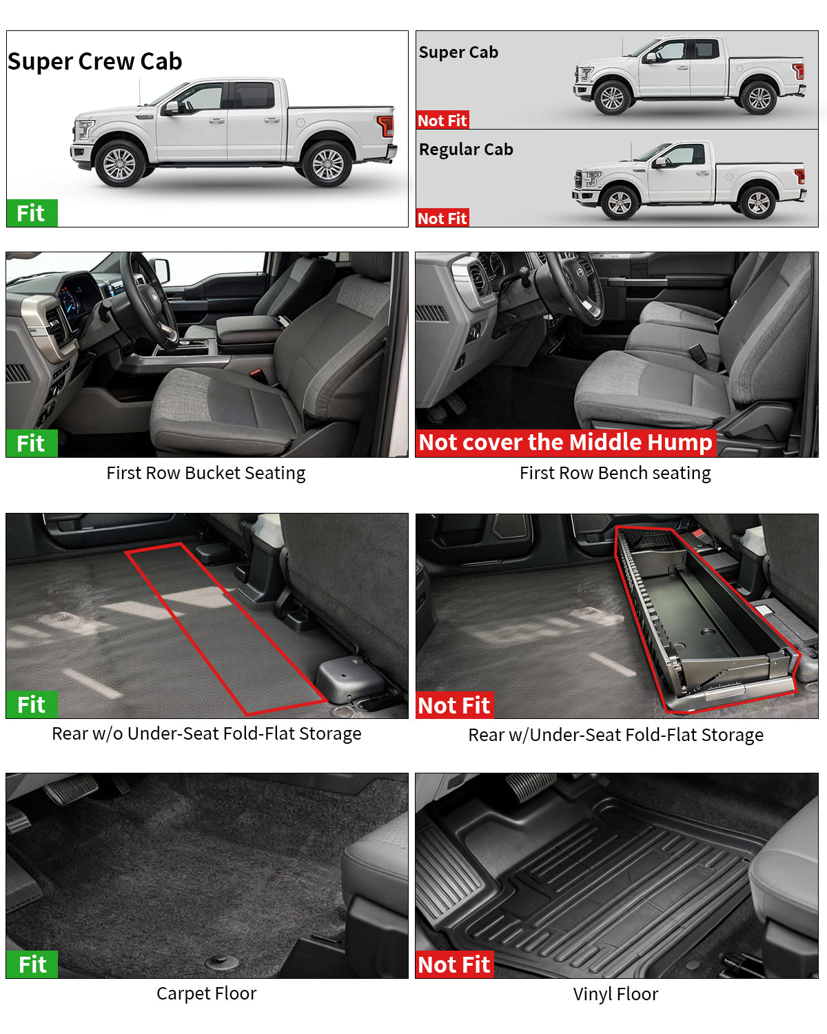 Umbrauto fit floor mats Ford F150 SuperCrew 2010–2014, all-weather TPE front & rear liners on Tampa Home & Garden Store