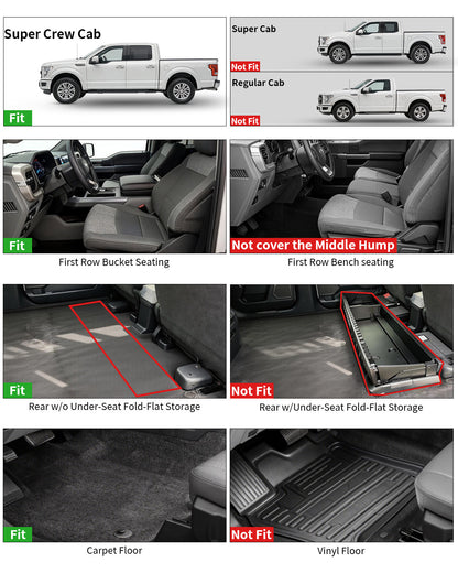 Umbrauto fit floor mats Ford F150 SuperCrew 2010–2014, all-weather TPE front & rear liners on Tampa Home & Garden Store
