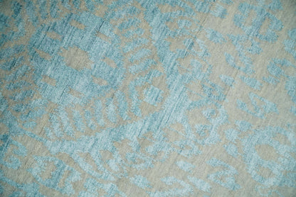 Alfombra antigua de lana y seda, estilo persa tradicional, anudada a mano, de 2,6 x 8 pulgadas, en tonos camel y azul | AGR26