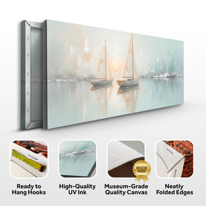 Abstract Pier and Dock Wall Art canvas by Tailored Canvases, pastel harbor scene with sailboats on Tampa Home & Garden Store