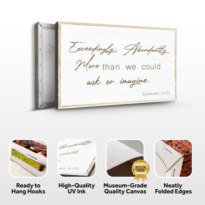 Canvas sign Ephesians 3:20 Farmhouse Faith Sign II with wood frame by Tailored Canvases on Tampa Home & Garden Store
