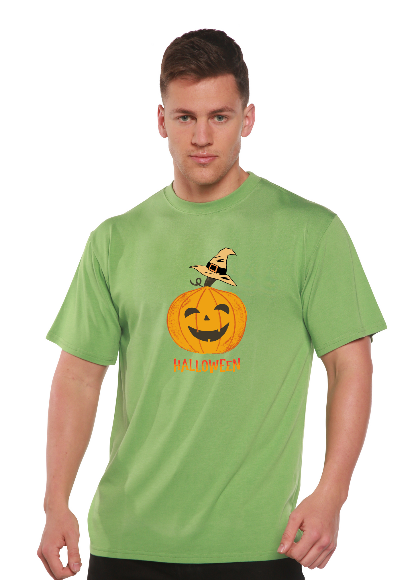 Halloween pumpkin tshirt bamboo viscose organic cotton green short sleeve by Spun Bamboo on Tampa Home & Garden Store