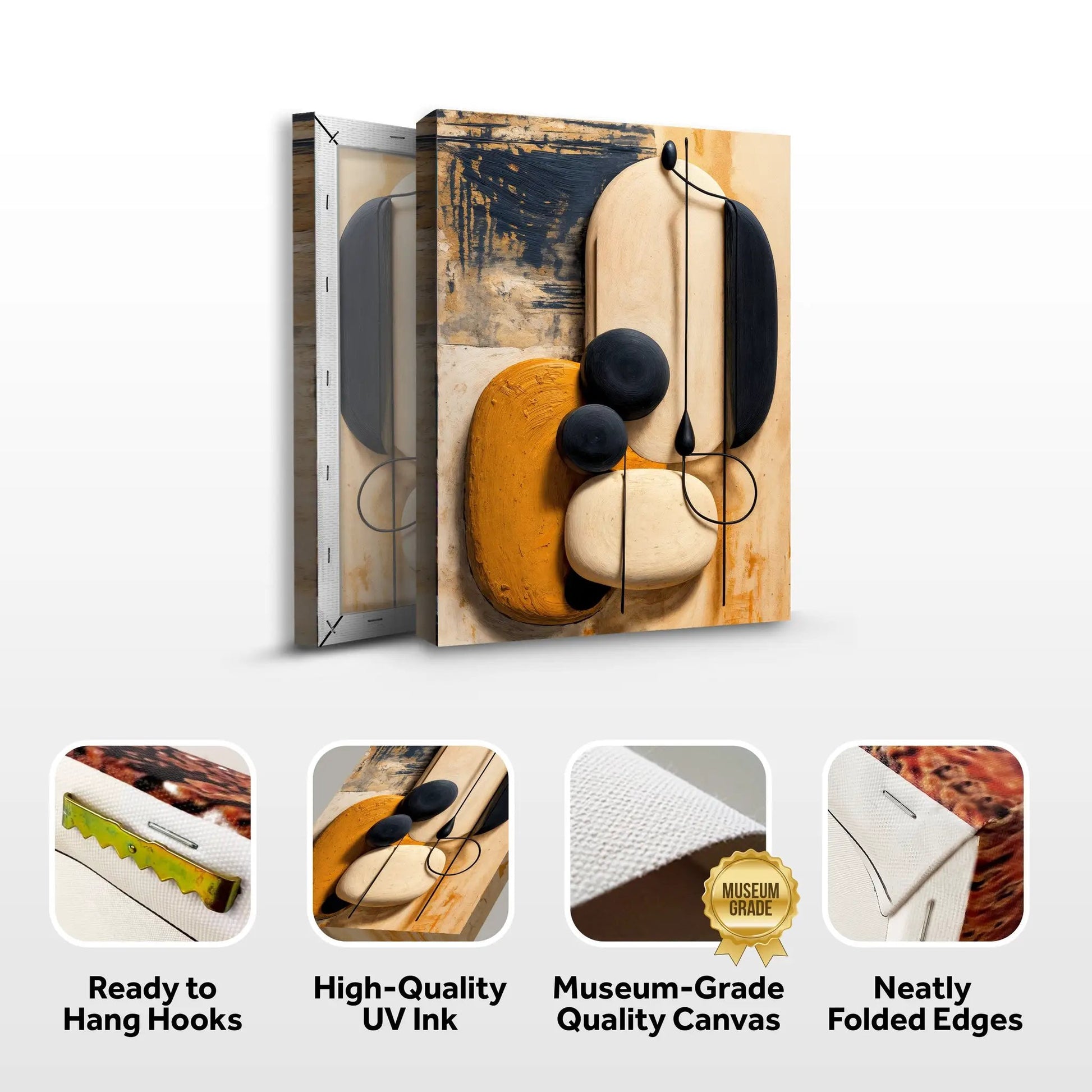 Orange Abstract Harmony Wall Art canvas by Tailored Canvases with bold orange and black shapes on Tampa Home & Garden Store
