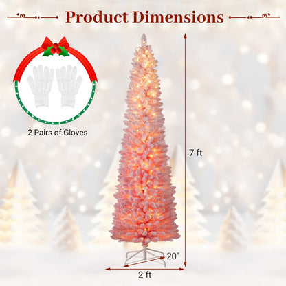 6 ft pink snow-flocked pre-lit Christmas tree with hinged design; 2 pairs gloves DirectDeals on Tampa Home & Garden Store
