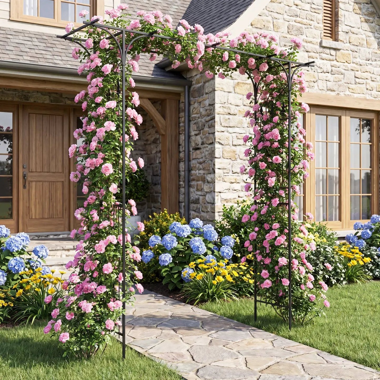 7 Ft Garden Arch Arbor with Flat Top Design