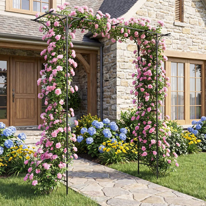7 Ft Garden Arch Arbor with Flat Top Design