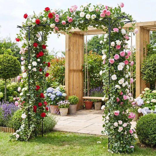 7 Ft Garden Arch Arbor with Flat Top Design
