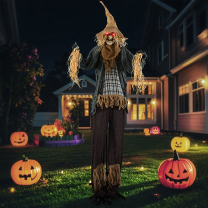 7 ft animated scarecrow with light-up eyes and burlap hood DirectDeals yard decor on Tampa Home & Garden Store