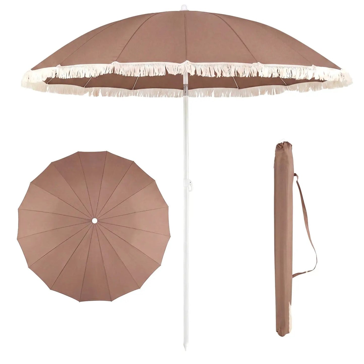 7 Ft Patio Umbrella with Fringe Tassel Outdoor