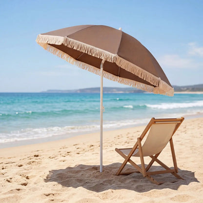 7 Ft Patio Umbrella with Fringe Tassel Outdoor